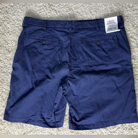 Men's 38 Navy Blue Flat front Stretch Izod Shorts NWT - Picture 3 of 5